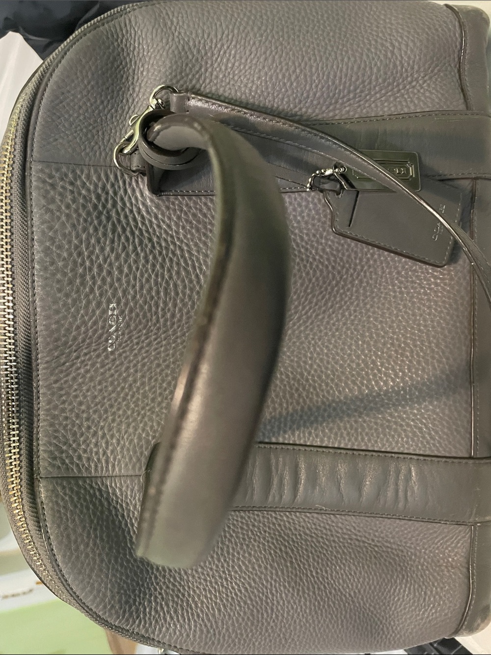 Coach Black Pebbled Leather Laptop Briefcase with Tag